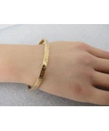 LS 14k Gold Filled Bangle Bracelet Slim 3/16&quot; Etched Flowers SlipOn Stac... - £54.27 GBP