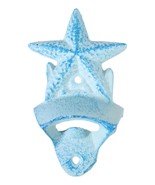 Set Of 2 Cast Iron Rustic Beach Blue Marine Sea Star Starfish Wall Bottl... - £15.62 GBP