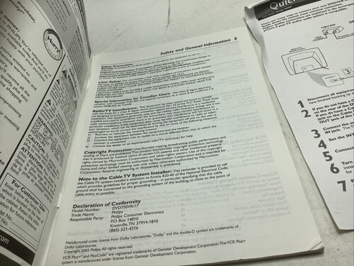 Philips DVD750VR/17 DVD/VCR Player Users Manual only Item image 5