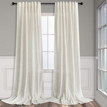Country Rustic 84-Inch Natural Linen Back Tab Drapes - Two-Panel Ivory B... - $35.59