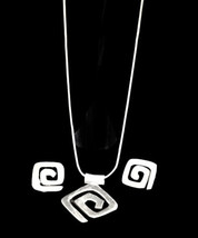 Silpada Sterling Silver Necklace 17”&amp; Earrings Demi Modern Geometric Maz... - $94.99