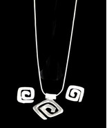 Silpada Sterling Silver Necklace 17”&amp; Earrings Demi Modern Geometric Maz... - £74.43 GBP