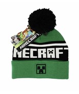 MINECRAFT CREEPER Logo POM BEANIE HAT, Green ONE SIZE - £16.74 GBP