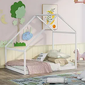 Merax Full Wooden Montessori Bed, House Floor Bed for Kids Boys,Girls, B... - $432.99