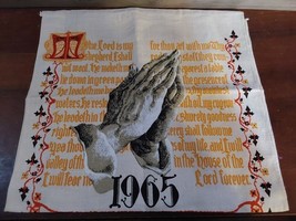 Linen 1965 Calendar Tea Towel The Lords Prayer Praying Hands - $16.70