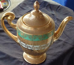 Antique Bohemia China 24K Gold Encrusted Coffee Pot – Empire – VGC - Czechoslova - £193.94 GBP