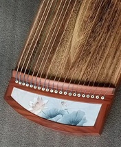 Guzheng 130cm 21 string zither white lotus pattern Chinese string instru... - $439.00