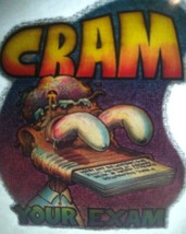 Cram Your Exam Screamin Gleamin Glitter Iron-On Decal Donruss Retro Vintage 70&#39;s - £7.76 GBP
