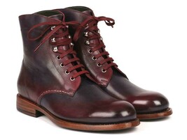 Paul Parkman Mens Shoes Boots Bordeaux Navy Blue Leather Handmade 824BRD65 - $649.99