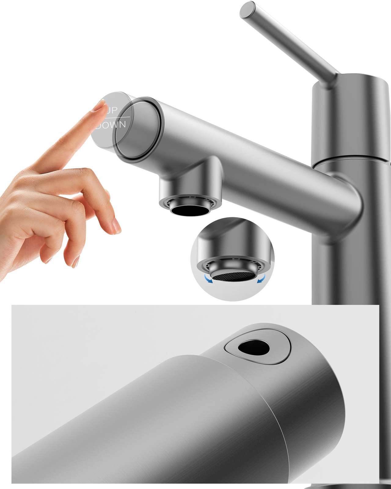 Gun Gray Bathroom Faucet: 1/3 Hole, Dual Mode Item image 8