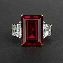 2.50Ct Simulated Emerald Cut Red Ruby 14K White Gold Plated Silver - £66.49 GBP