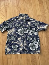 Leisure Sportswear Mens Medium Blue/Green Hawaiian Button Up Short Sleev... - £16.00 GBP