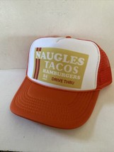 Vintage Naugles Tacos Hat Fast Food Trucker Hat Adjustable snapback Orange - £12.01 GBP