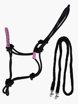 Horse Nylon Braided Rhinestone Noseband Rope Halter w/reins Pink 606208PK - $28.70