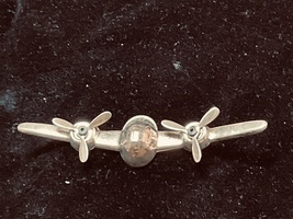 VINTAGE STERLING SILVER TWO ENGINE SPINNING PROPS BROOCH  - £38.33 GBP