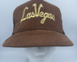 Vtg Trucker Hat Brown Corduroy Las Vegas Mesh SnapBack Baseball Cap READ - $12.59