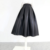 Burgundy Taffeta Pleated Midi Skirt Women Custom Plus Size A-line Party Skirt image 15