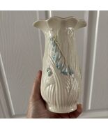 Vintage Belleek Ireland Blue Bell Bud Vase  Gold Rim 6” - $28.00