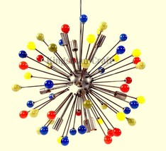 1950s Design Multicolor Solid Beaded Sputnik Brass Chandelier 10Light Sea urchin - £644.31 GBP