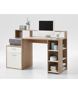 Sansa White and Oak Desk with Hutch - £247.97 GBP