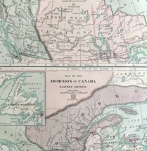 1879 Map Dominion Of Canada East West Victorian Geography 1st Ed DWAA9 - £62.90 GBP