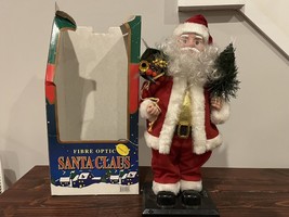 Animatronic Santa Claus Fiber Optic Lighted Christmas Tree Vintage Holiday Decor - £19.34 GBP
