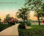 Vtg Postcard 1908 Chicago &amp; Northwestern Railroad Depot Racine, Wisconsin - £8.69 GBP