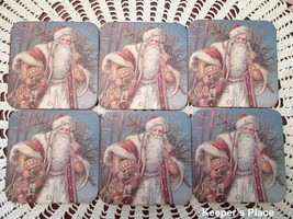 6 Saint Nick Nicholas Santa Claus Vintage Style Coasters Cork Backing - £7.86 GBP