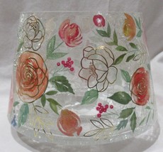Yankee Candle Jar Shade J/S Clear Crackle Glass FLORALS pink red roses flowers - $42.82