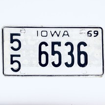 1969 United States Iowa Kossuth County Passenger License Plate 55 6536 - £14.68 GBP
