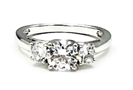 Victoria Wieck Sterling Silver Three Stone CZ Ring Size 7 - £30.07 GBP