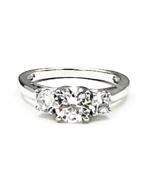 Victoria Wieck Sterling Silver Three Stone CZ Ring Size 7 - £29.98 GBP