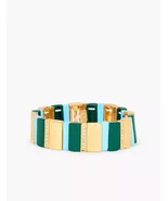TALBOTS CHICLET STRETCH BRACELET Green Multi/Gold - €20,84 EUR