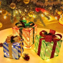 Christmas Decorations Lighted Gift Boxes,Light Up Gift Box For Indoor Outdoor - £28.31 GBP