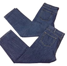 2 Mens Lands End Relaxed Fit Dark Wash Jeans Sz 35 Actual 36X31 One New ... - $44.99