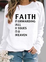 Women Pullovers Clothing Ladies Fall Autumn Spring  Letter Faith Print Female Ho - £59.10 GBP