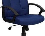 Mid-Back Navy Fabric Executive Swivel Office Chair With Nylon Arms From ... - £118.71 GBP
