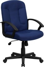 Mid-Back Navy Fabric Executive Swivel Office Chair With Nylon Arms From ... - £118.80 GBP