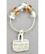 Silver Toned Single Handle Basket Charm Orange &amp; Clear Beads Accessory J... - £7.83 GBP