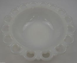 Vintage Anchor Hocking Lace Edge Milk Glass Pattern Round Bowl 9.5&quot; Wide White - £14.45 GBP