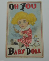 Vintage Postcard Oh You Babydoll Early 1900&#39;s Collectible Antique Greetings Art - £11.32 GBP