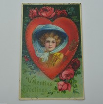 Vintage Paper Greeting Postcard Valentine Greetings Early 1900&#39;s Collectible Art - £11.39 GBP