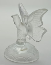 Fenton Art Glass Butterfly 1980&#39;s Clear Glass Frosted Collectible Home Decor - £35.01 GBP