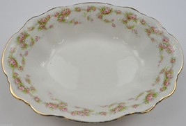 Vintage Homer Laughlin Hudson Pink Floral Pattern Oval Vegetable Bowl 9&quot; Long - £19.01 GBP