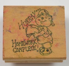 Wood Mounted Rubber Stamp By Art Impressions &quot; Hurray Homework Complete &quot; Arts - £5.48 GBP