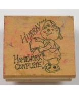 Wood Mounted Rubber Stamp By Art Impressions &quot; Hurray Homework Complete ... - £5.39 GBP