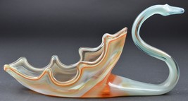 Decorative Art Glass Swan Shaped Planter 6.5&quot; Tall Vintage Collectible Figurine - £30.66 GBP