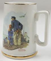 Vintage Norman Rockwell Looking Out To Sea 1985 Collectible Mug With Gol... - $14.50