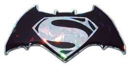 superman batman logo silver black reflective dc comics auto emblem vinyl decal - £15.84 GBP
