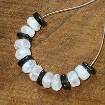 Rainbow Moonstone Faceted Rondelle Smoky Quartz Beads Natural Loose Gemstone - £2.81 GBP